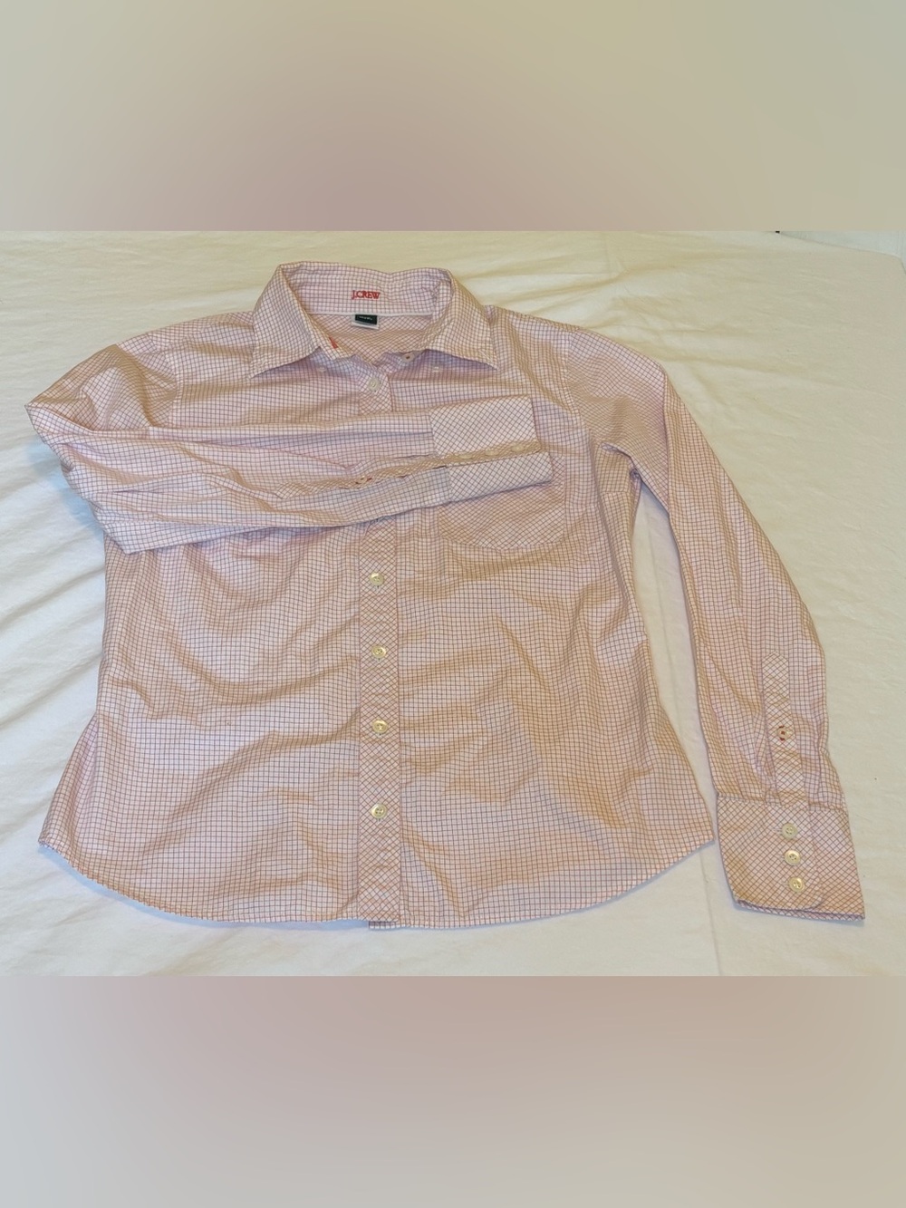 J. Crew Women's Pink Gingham Slim Fit Button-Up Dress Shirt